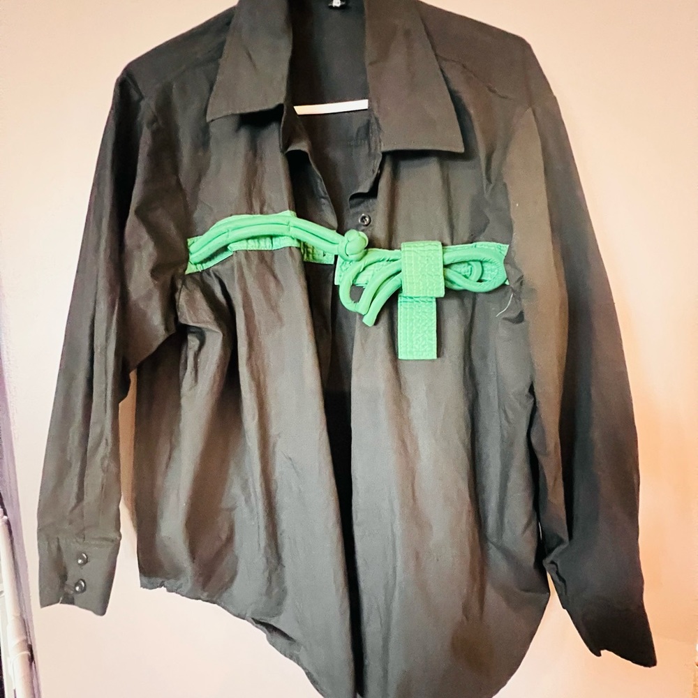 Women black cotton shirt never worn without tag.